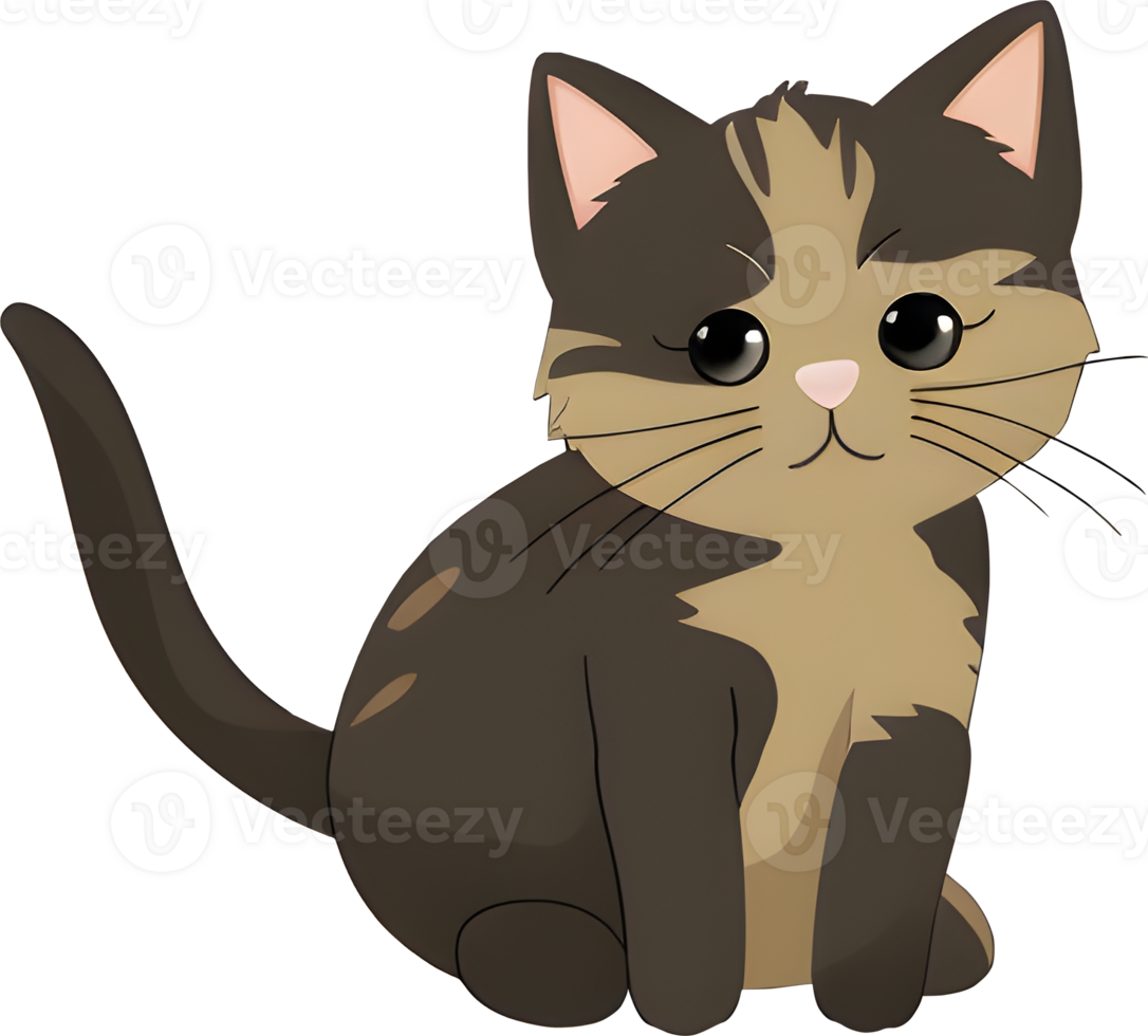 Cute kitten cat cartoon, PNG file no background, AI generated