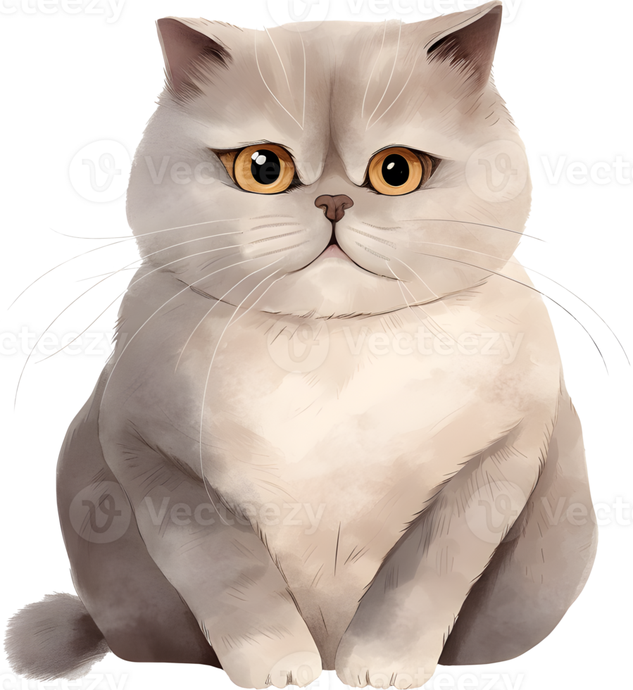 Cute fat cat painting, PNG file no background, AI generated