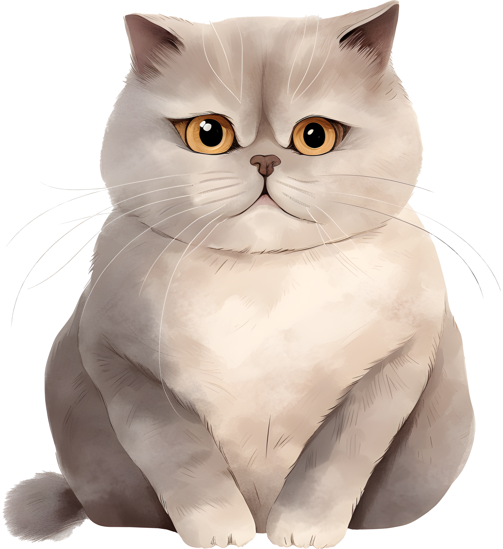 Cute fat cat painting, PNG file no background, AI generated 28597533 PNG