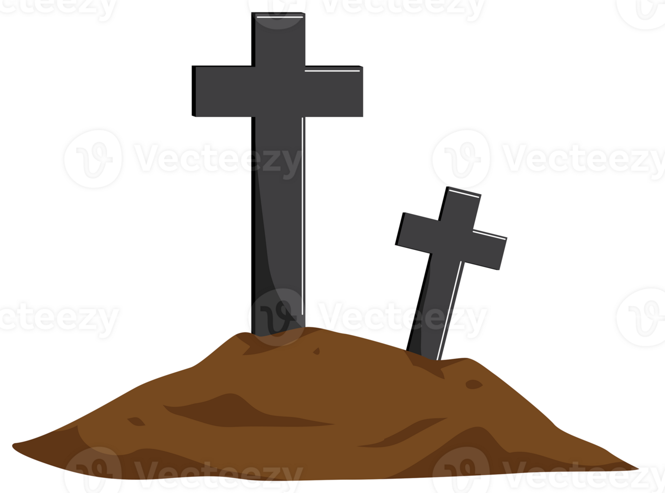 Halloween tomb with crosses in cemetery, PNG file no background,  AI generated