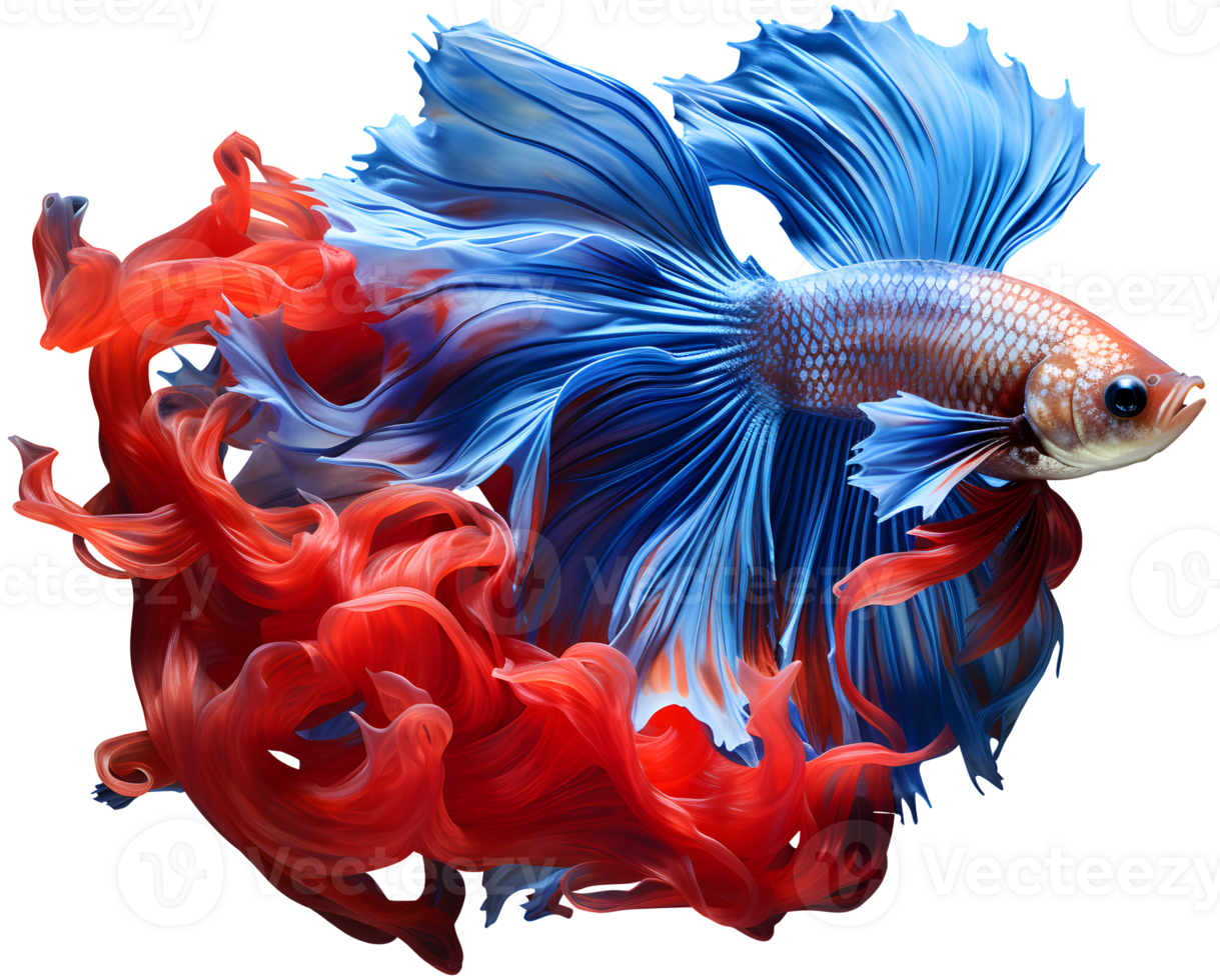 Colorful siamese fighting fish, AI generated, PNG file no background