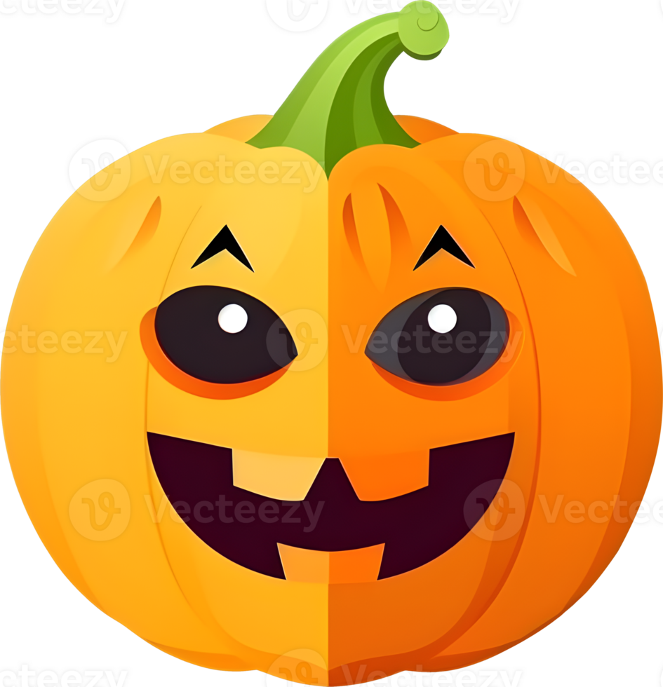 Smiling Halloween pumkin cartoon Jack-o-lantern, PNG file no background, AI generated