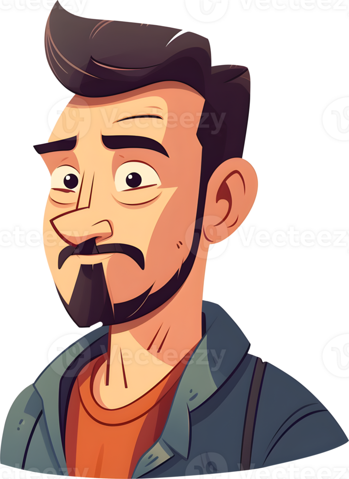 Male avatar cartoon character, PNG file no background,  AI generated