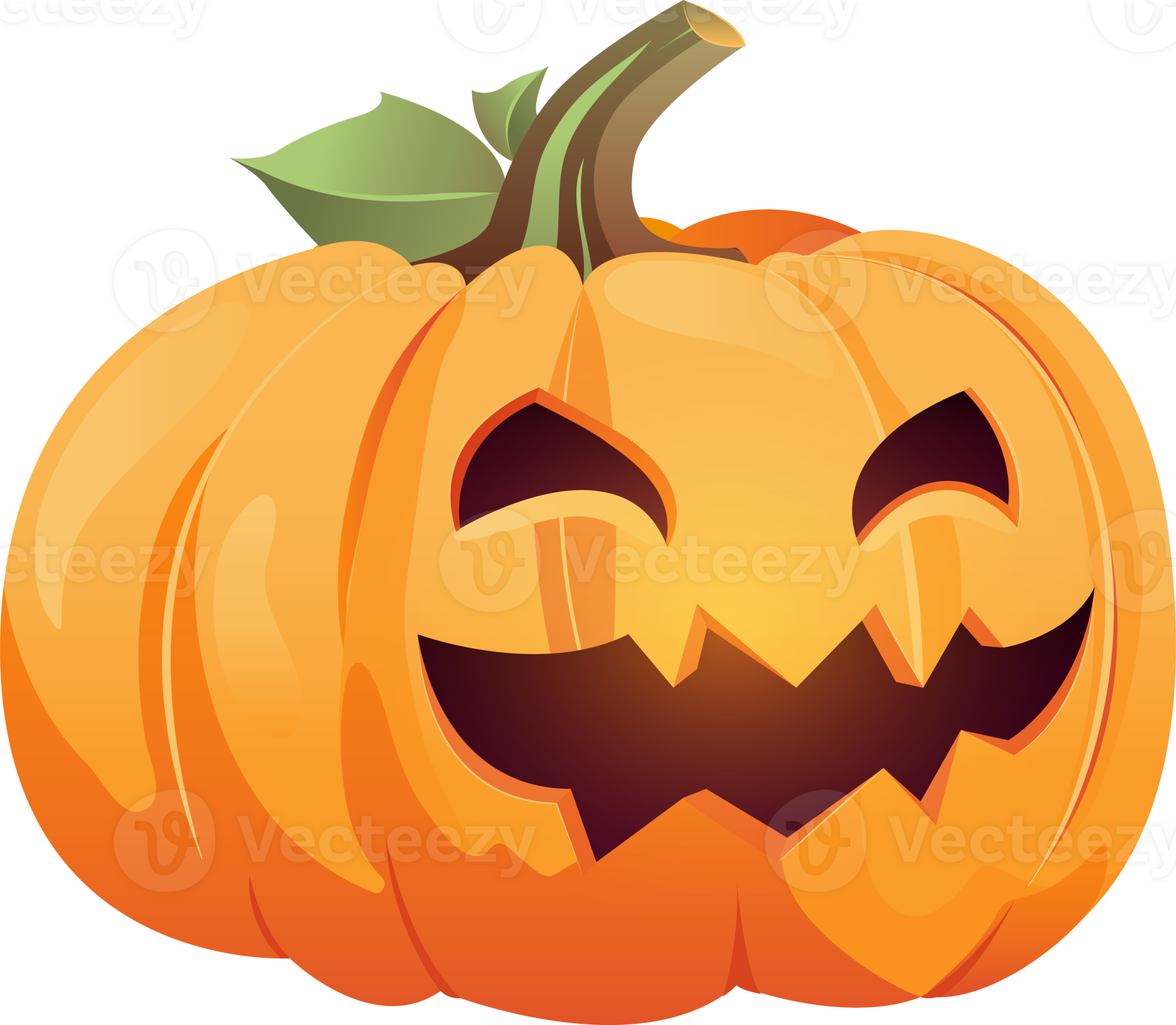 Smiling Halloween pumkin cartoon Jackolantern, PNG file no background