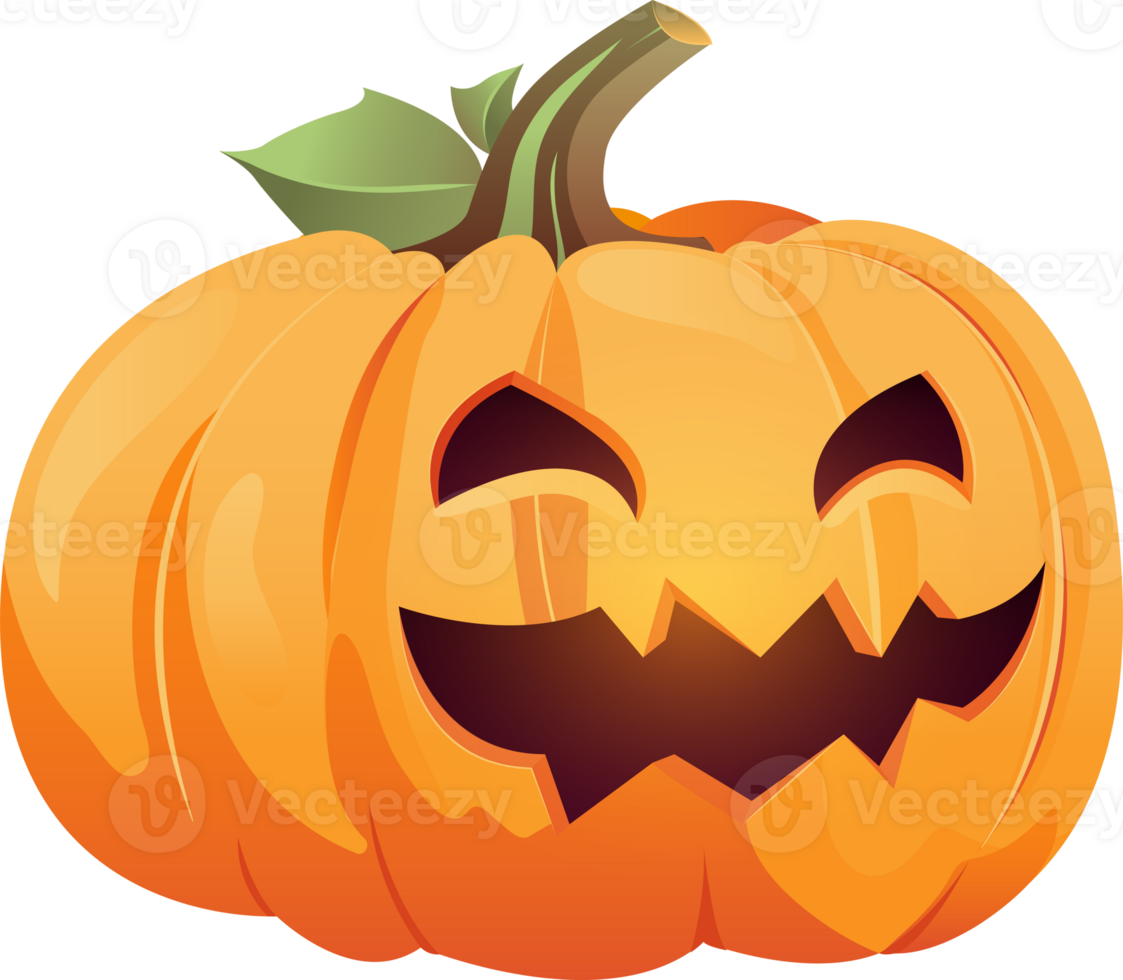 Smiling Halloween pumkin cartoon Jack-o-lantern, PNG file no background, AI generated
