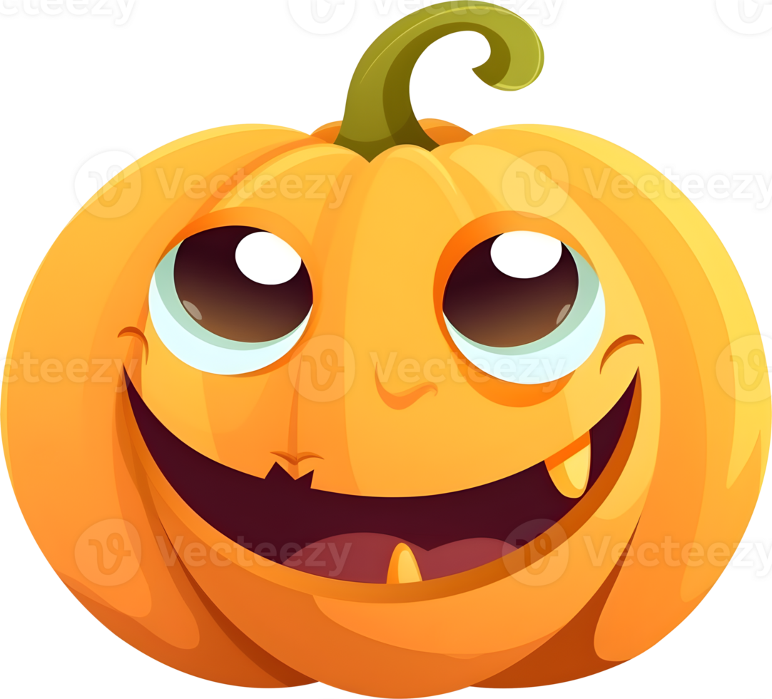 Smiling Halloween pumkin cartoon Jack-o-lantern, PNG file no background, AI generated