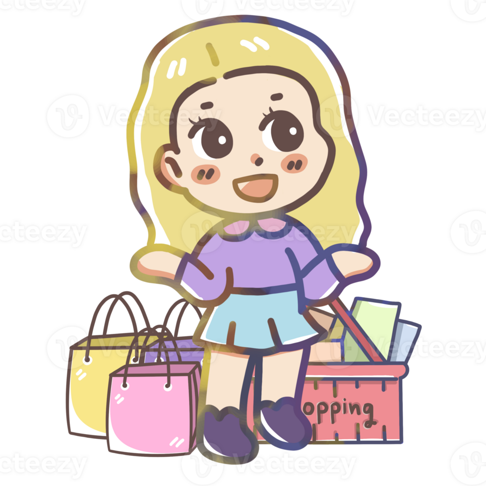 Shopping cute girl png