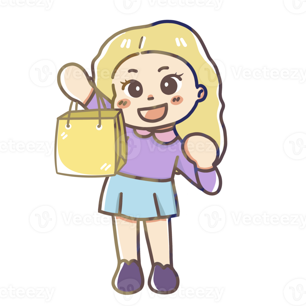 Shopping cute girl png