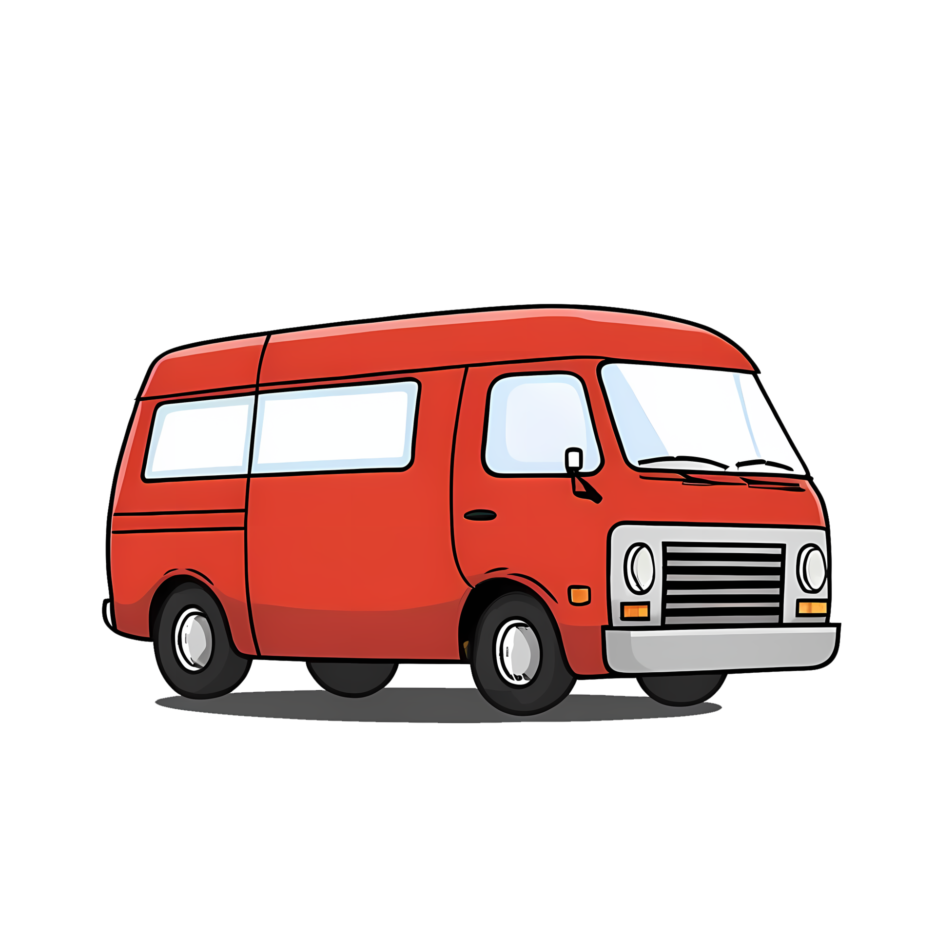 Red Van Hand Drawn Cartoon Style Illustration AI Generated 28597724 PNG