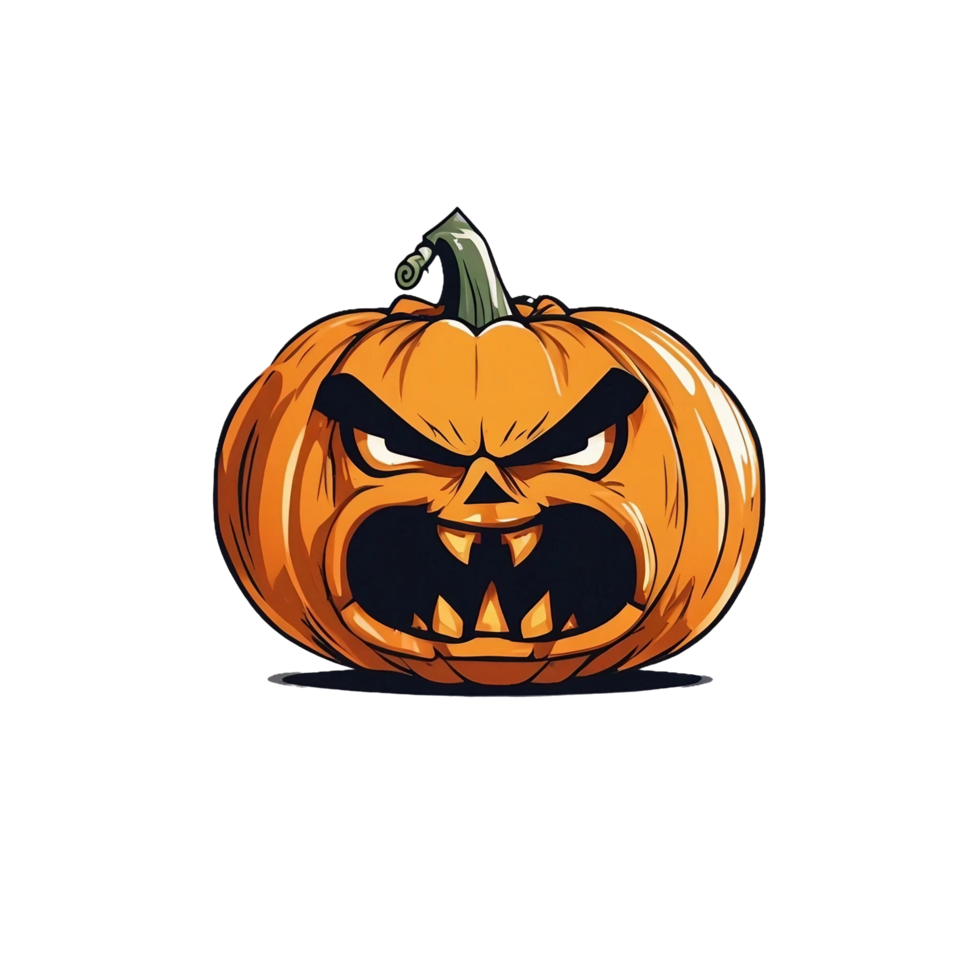Halloween pumpkin with angry face on transparent background generated with AI png