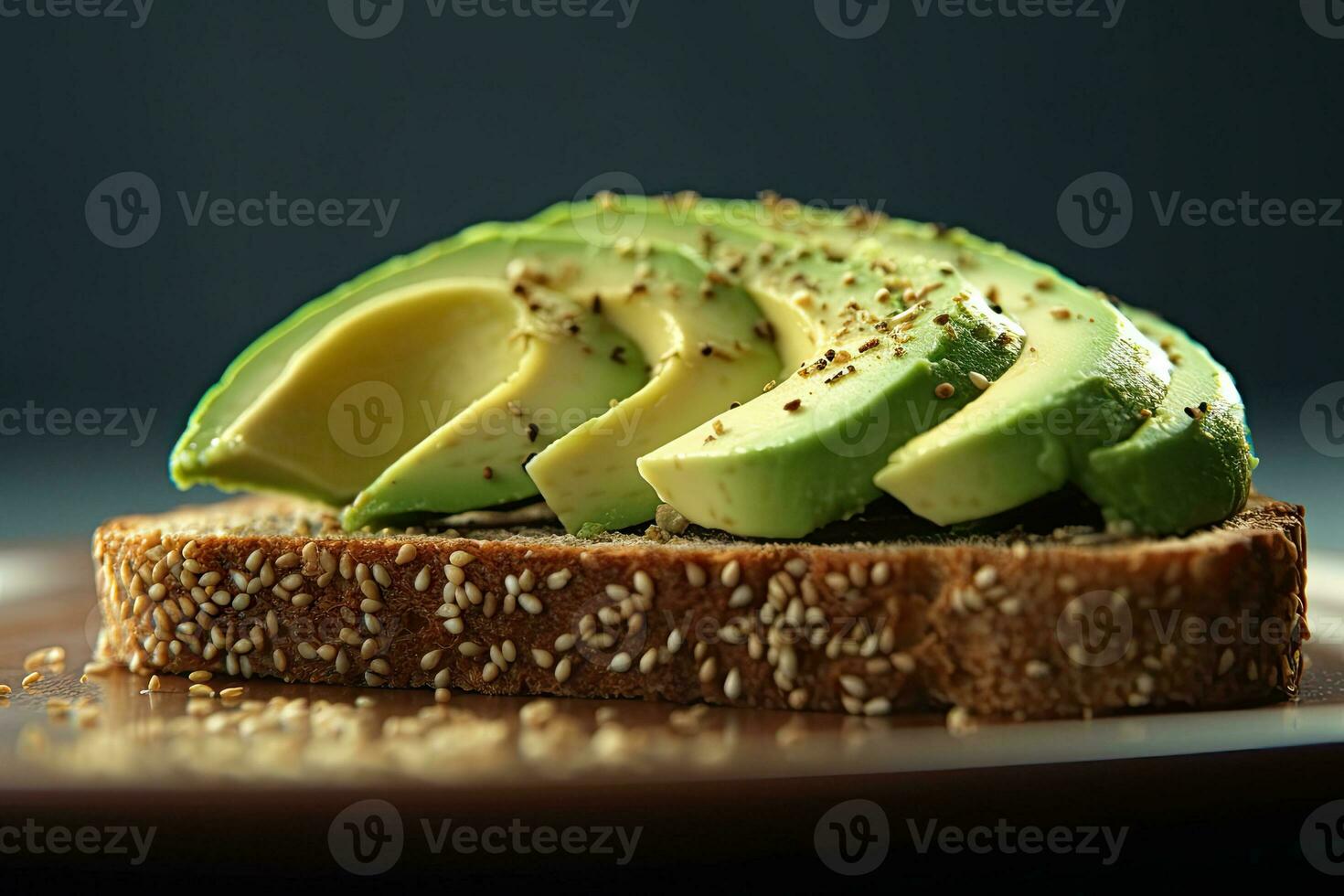 Sliced Avocado toast with sesame seeds on it Generative AI photo