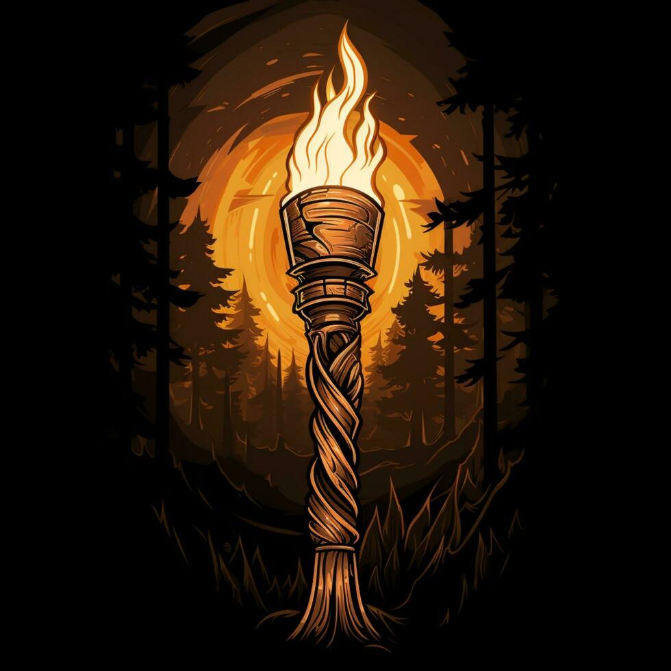 torch on forest background photo