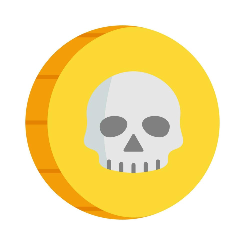 Pirate gold coin icon with a skull. Pirate treasure,isolated on white background. vector