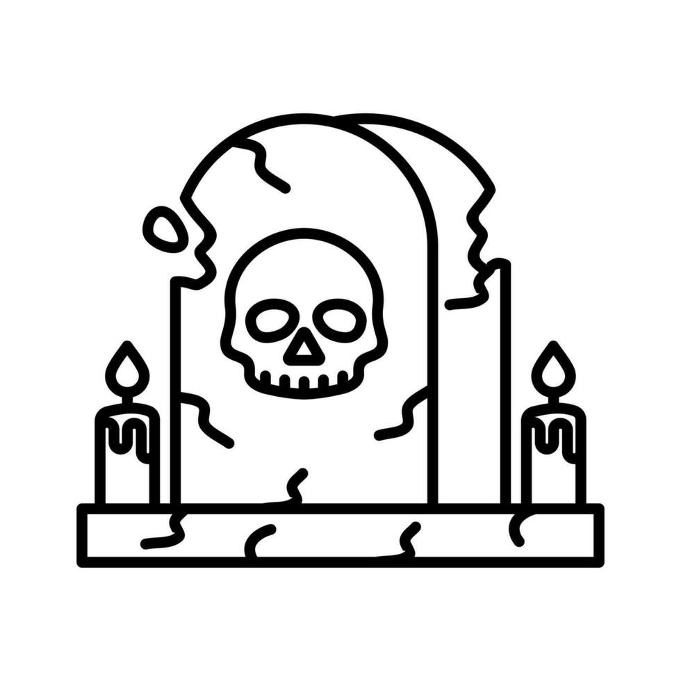 tombstone vector icon. Editable elements. The full-sized item is white. skull tombstone.