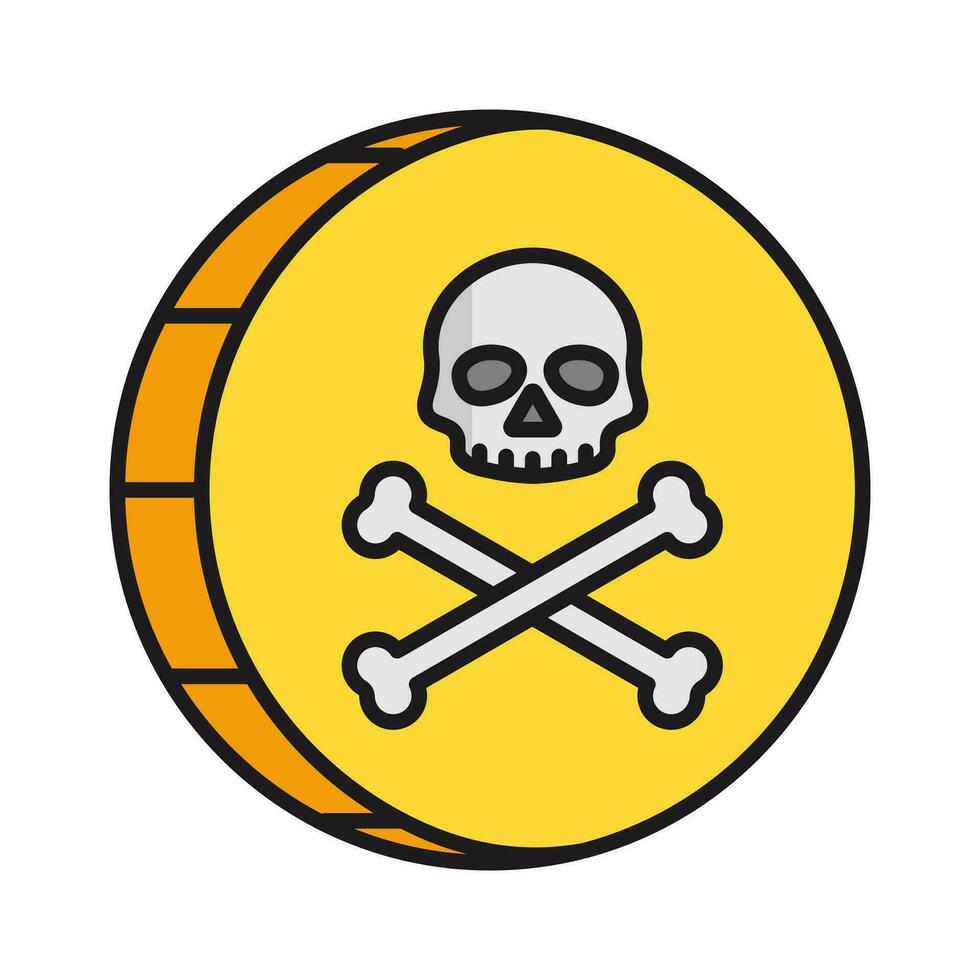 pirata oro moneda icono con un cráneo. pirata tesoro,aislado en blanco antecedentes. vector