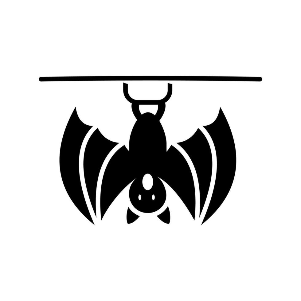 bat hanging on a branch logo design, creative idea vector graphic symbol icon illustration, isolated white background.