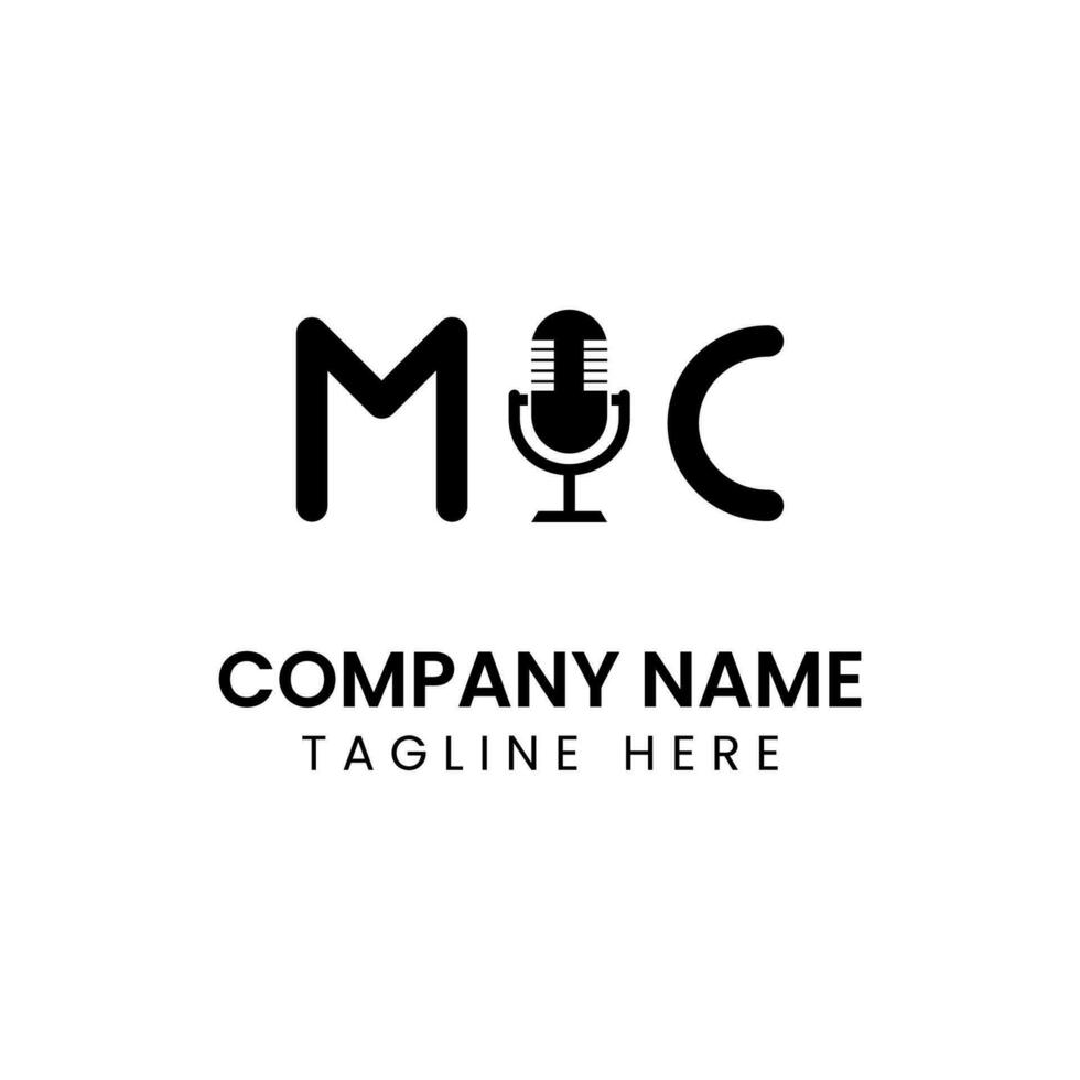 mic design logo with mic icon vector