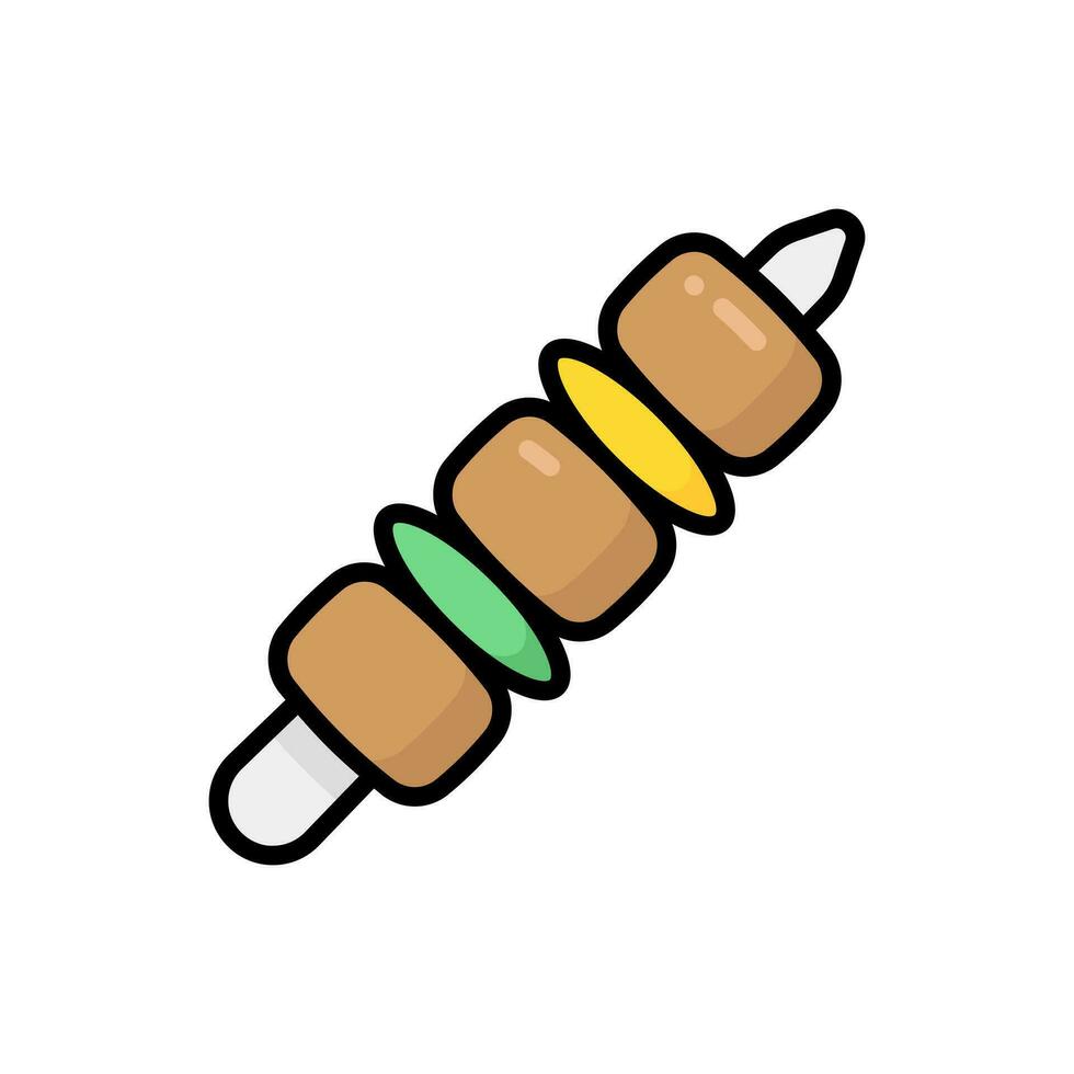 Skewer Cartoon Vector Icon Illustration. Food and Drink Icon Concept Isolated Premium Vector. Flat Cartoon Style
