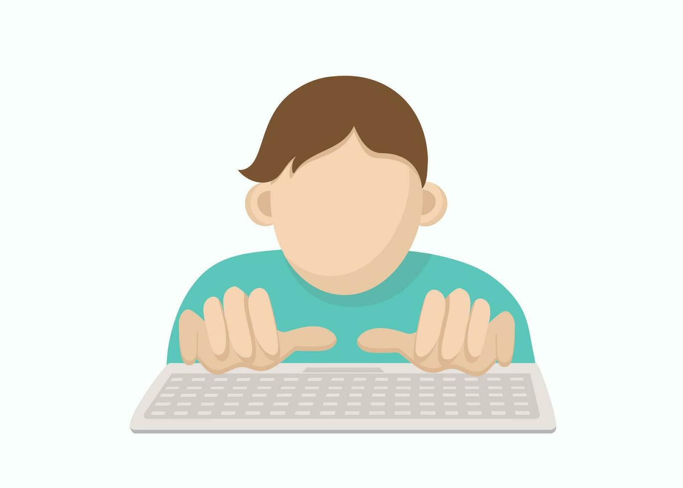 el hombre trabajos para el computadora. computadora teclado. estudiar, trabajo en el oficina. vector