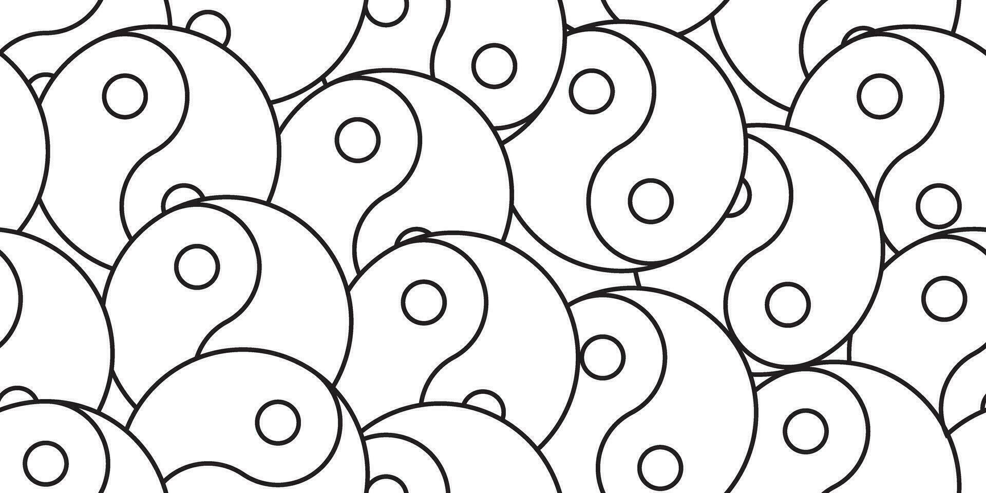 black white yin yang sign seamless pattern vector