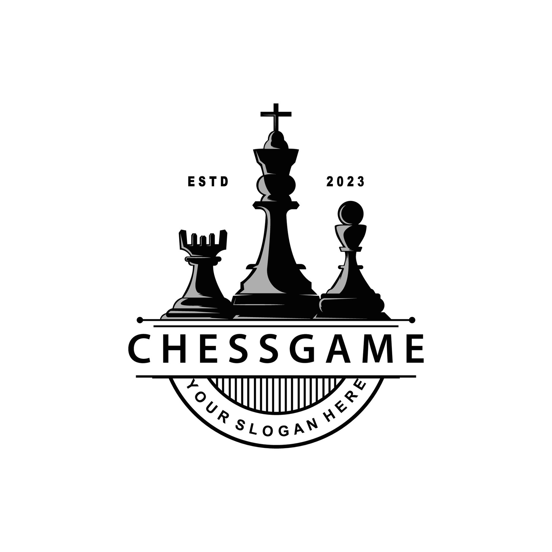 Chess Game Logo Simple Chess Piece Design Minimalist Silhouette