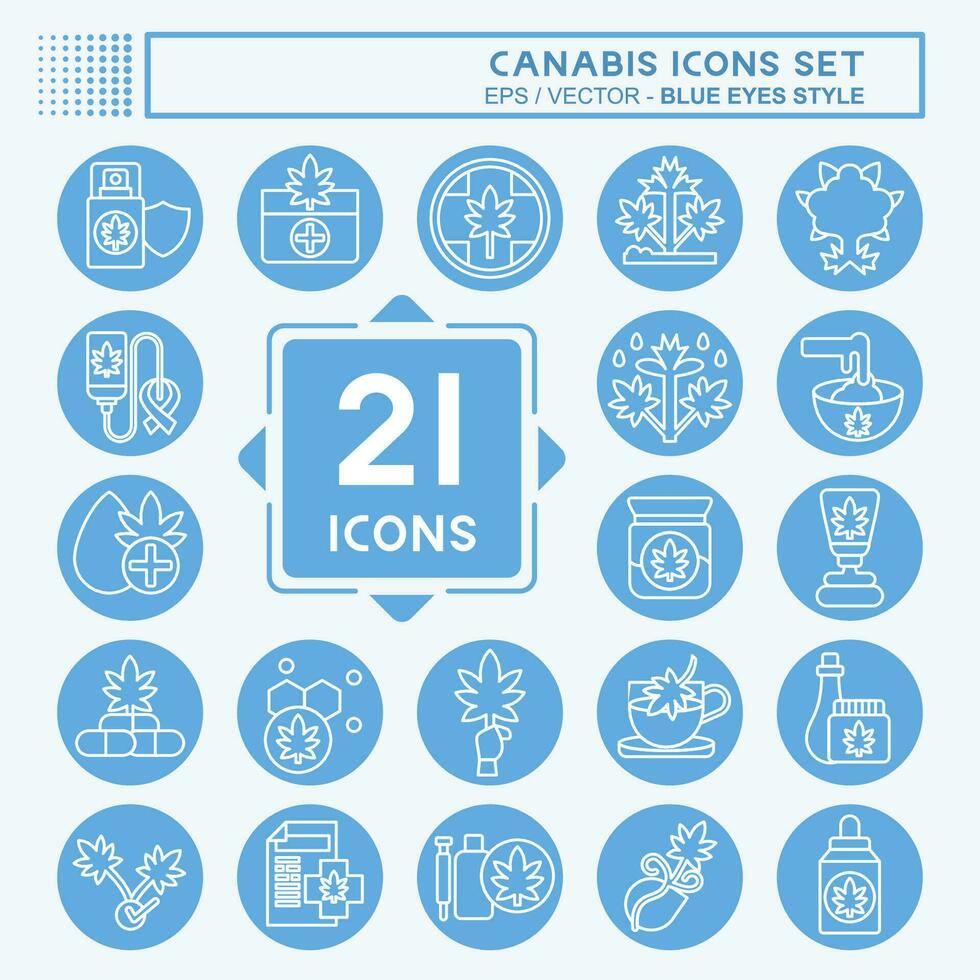 Icon Set Cannabis. related to Cannabis symbol. blue eyes style. simple design editable. simple illustration vector