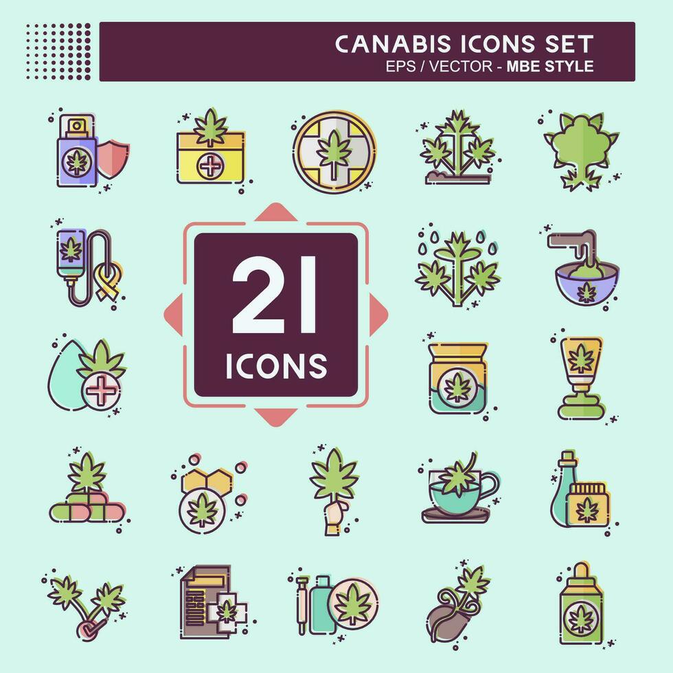 Icon Set Cannabis. related to Cannabis symbol. MBE style. simple design editable. simple illustration vector