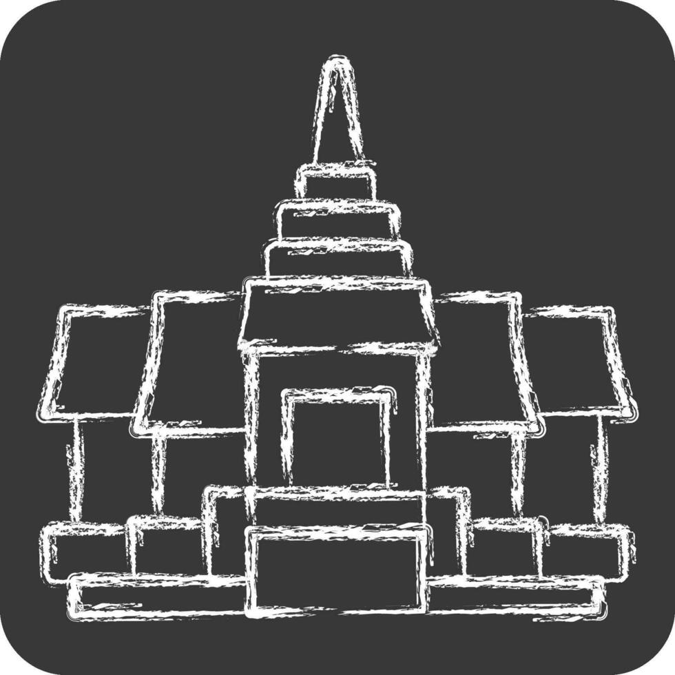 Icon Pagoda. related to Cambodia symbol. chalk Style. simple design editable. simple illustration vector