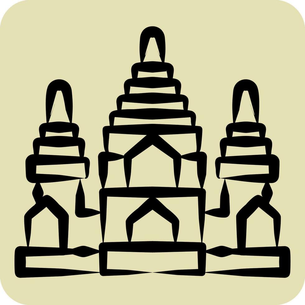 icono angkor qué. relacionado a Camboya símbolo. mano dibujado estilo. sencillo diseño editable. sencillo ilustración vector