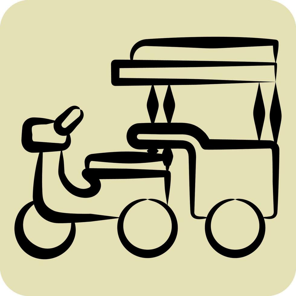 Icon Tuk Tuk. related to Cambodia symbol. hand drawn style. simple design editable. simple illustration vector