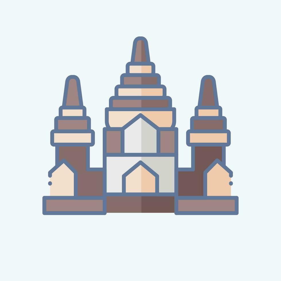 Icon Angkor Wat. related to Cambodia symbol. doodle style. simple design editable. simple illustration vector