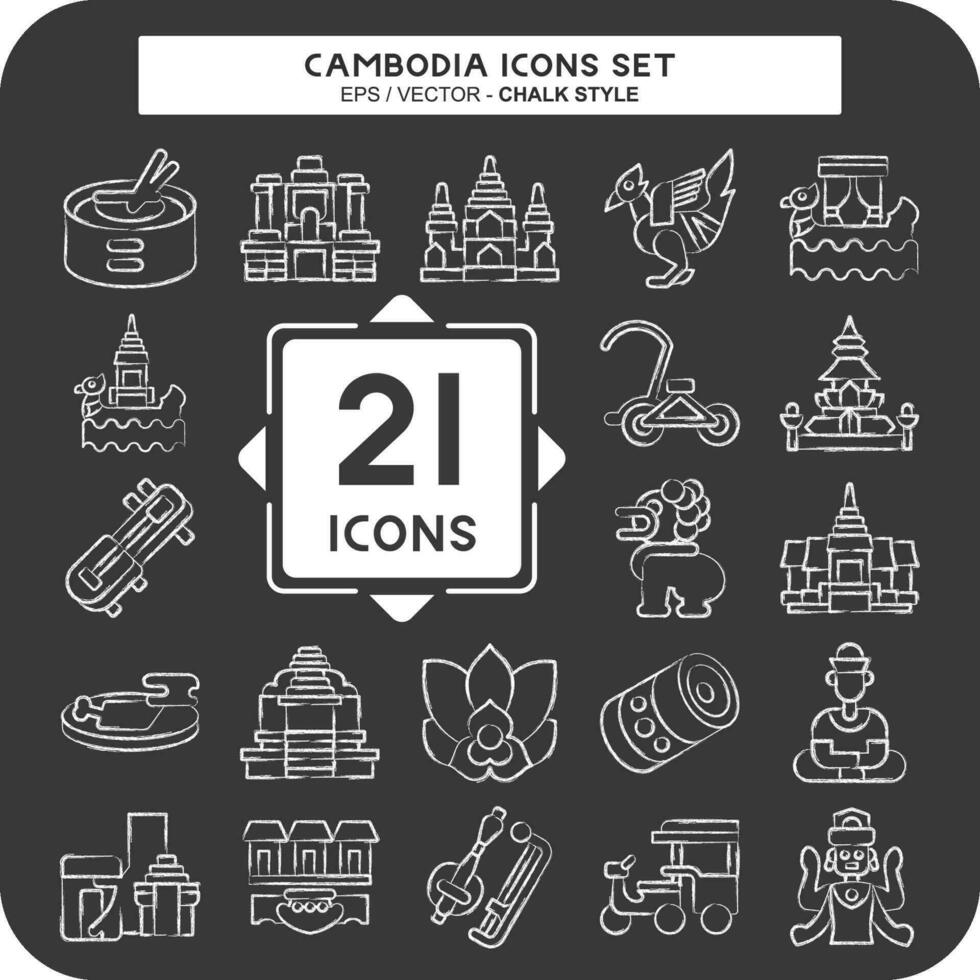 Icon Set Cambodia. related to Holiday symbol. chalk Style. simple design editable. simple illustration vector