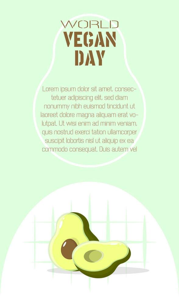 World Vegetarian Day Template with cute avocado vector