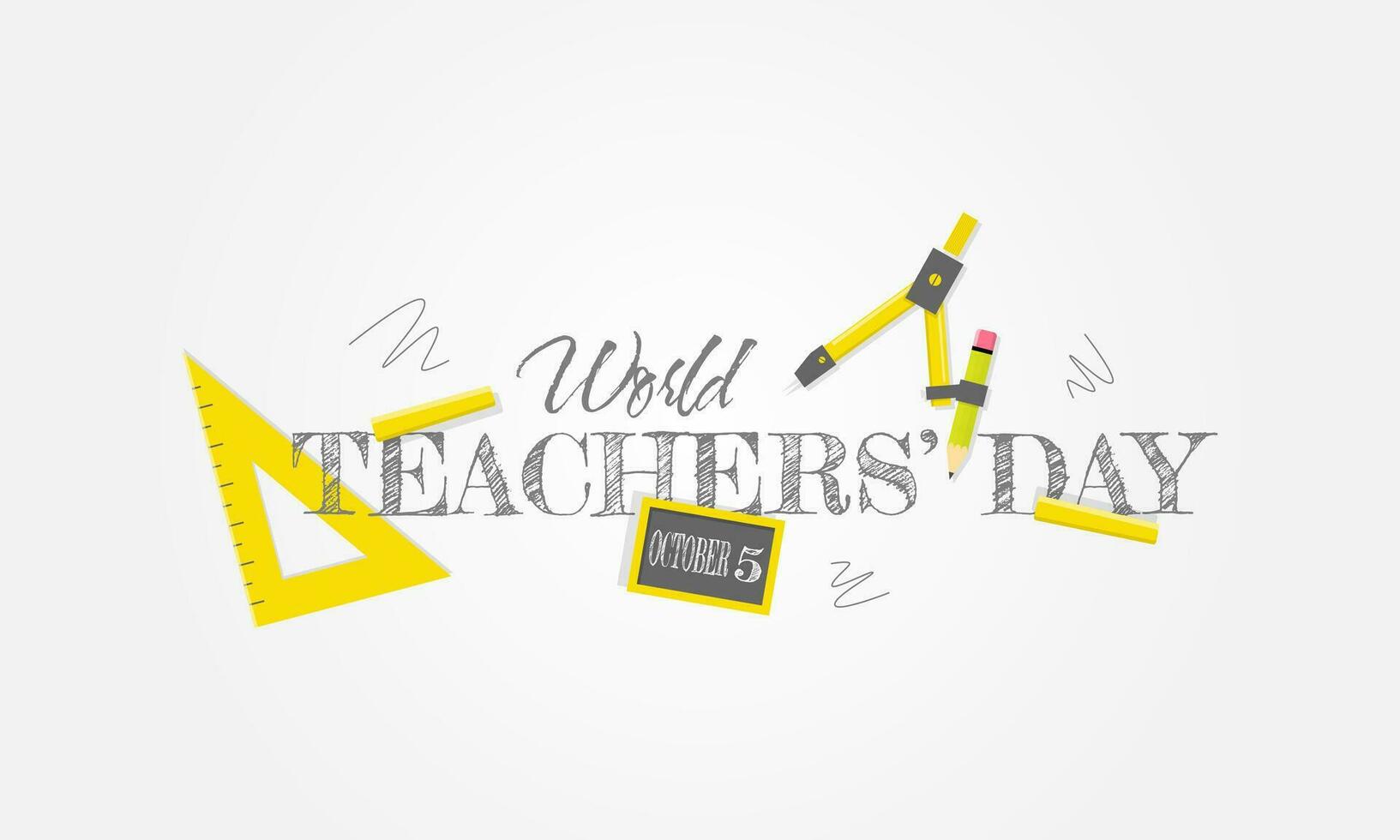 Happy World Teachers' Day with various educational elements vector