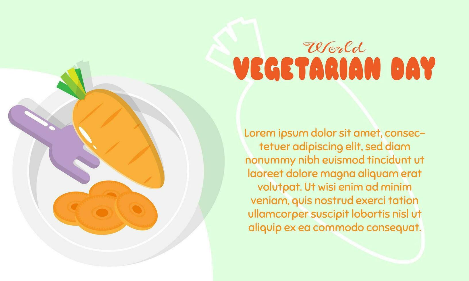 mundo vegetariano día modelo con Zanahoria rebanadas en un plato vector