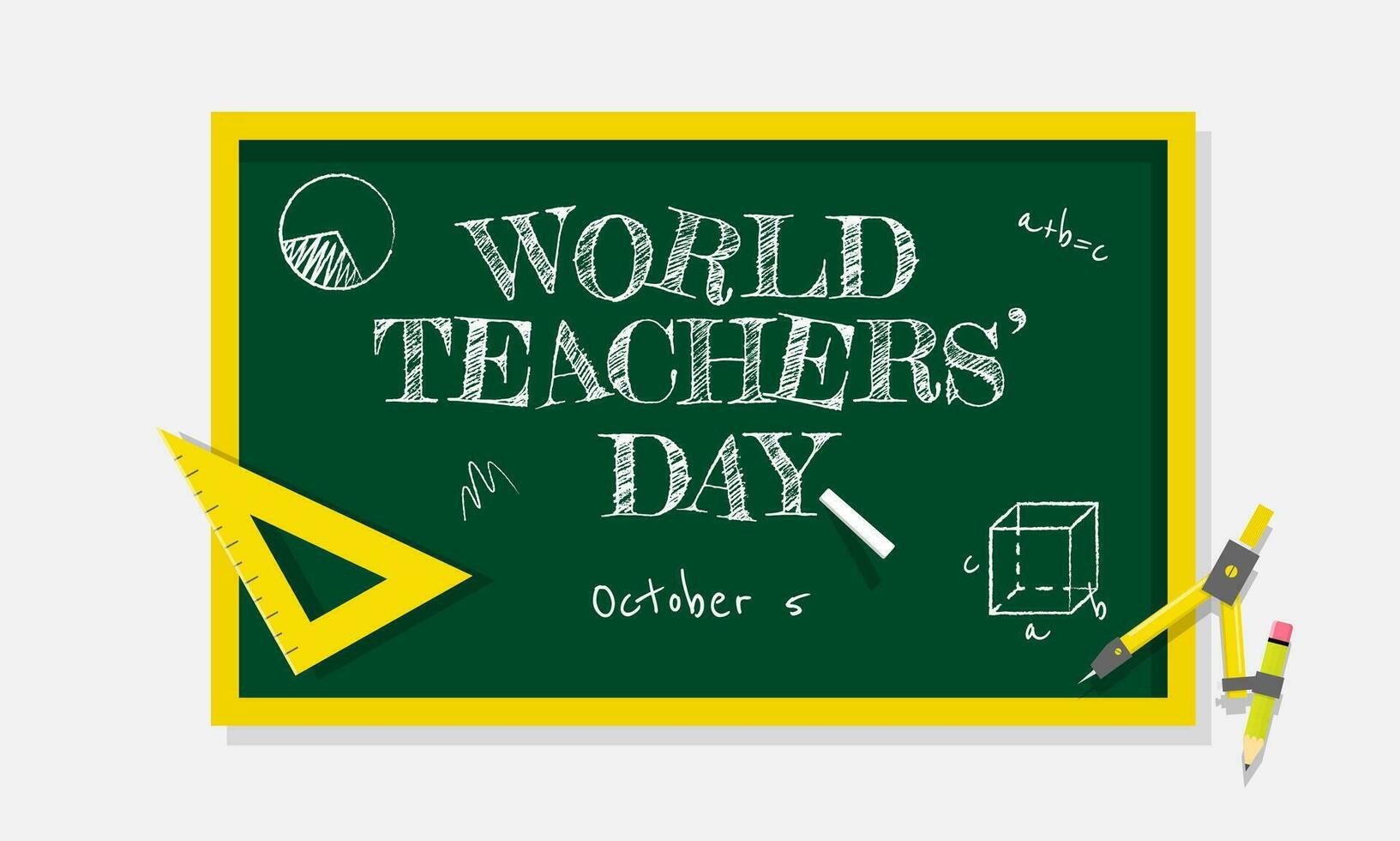 Happy World Teachers' Day with chalkboard and educational elements vector
