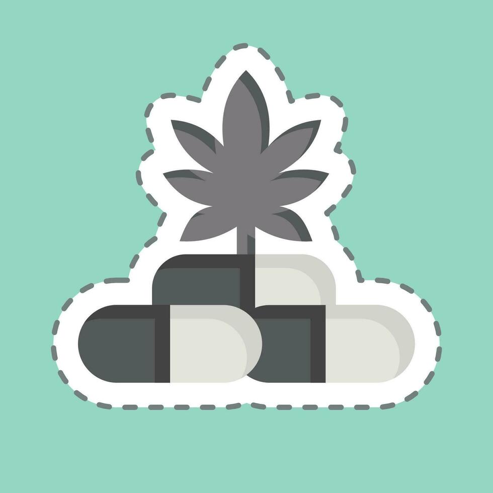 Sticker line cut CBD Capsules. related to Cannabis symbol. simple design editable. simple illustration vector