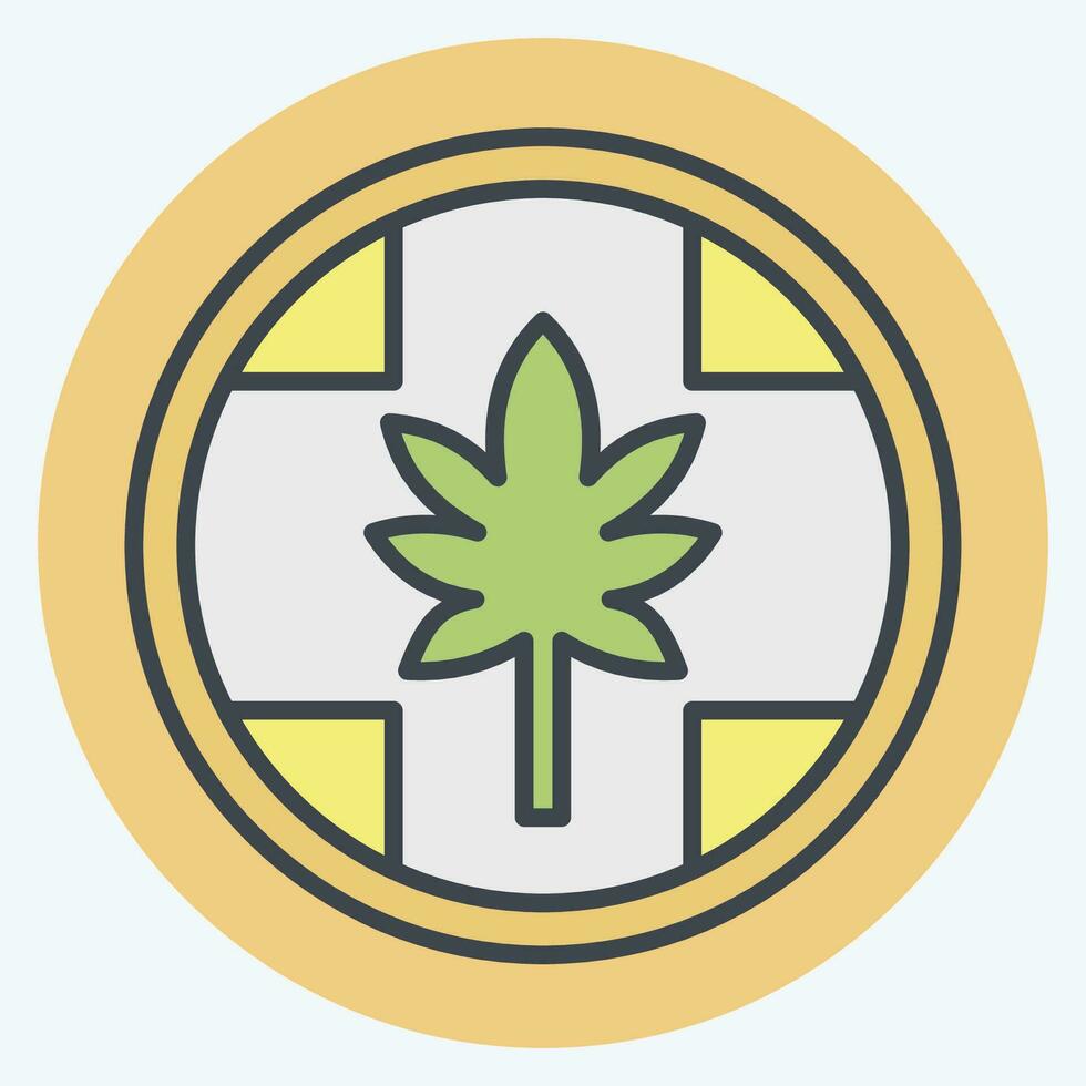 Icon Label Cannabis Products. related to Cannabis symbol. color mate style. simple design editable. simple illustration vector