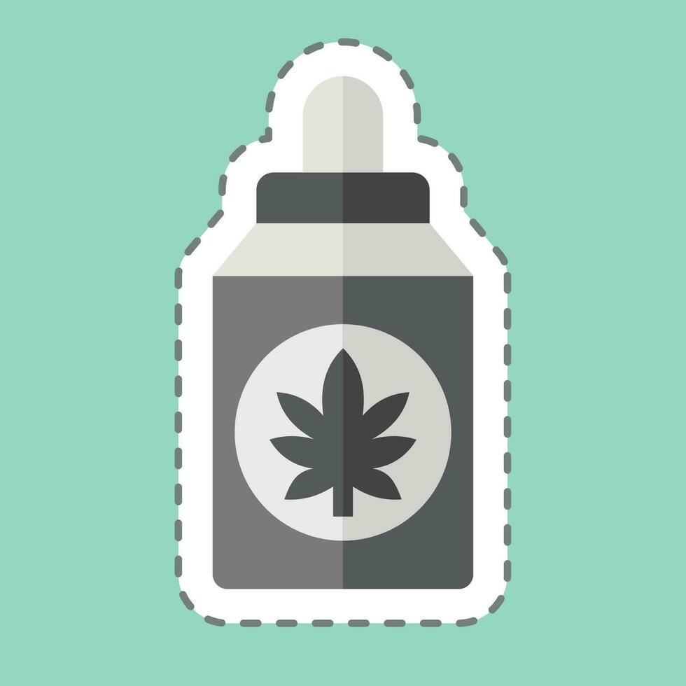 Sticker line cut Cannabidiol . related to Cannabis symbol. simple design editable. simple illustration vector