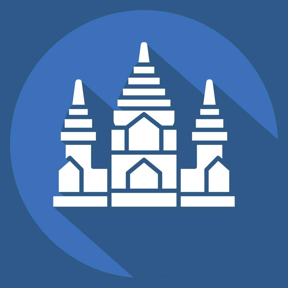 Icon Angkor Wat. related to Cambodia symbol. long shadow style. simple design editable. simple illustration vector