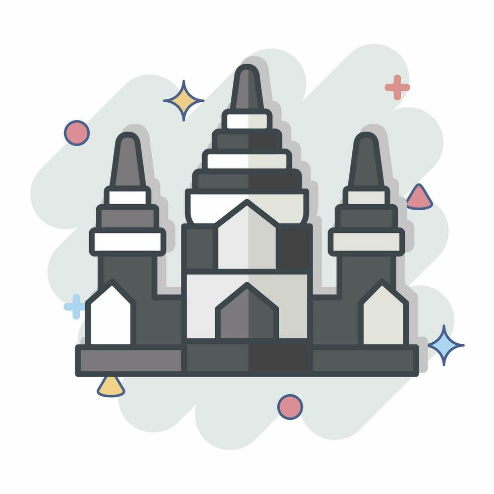 Icon Angkor Wat. related to Cambodia symbol. comic style. simple design editable. simple illustration vector