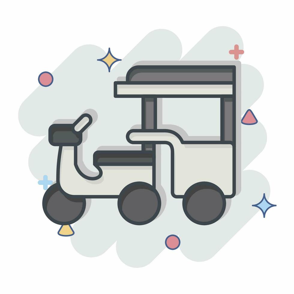 Icon Tuk Tuk. related to Cambodia symbol. comic style. simple design editable. simple illustration vector