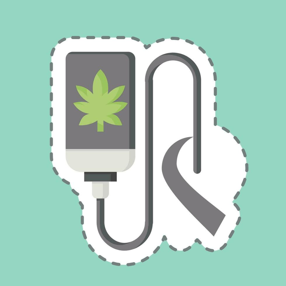 Sticker line cut Cure Cancer. related to Cannabis symbol. simple design editable. simple illustration vector