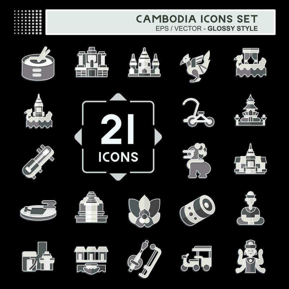 Icon Set Cambodia. related to Holiday symbol. glossy style. simple design editable. simple illustration vector
