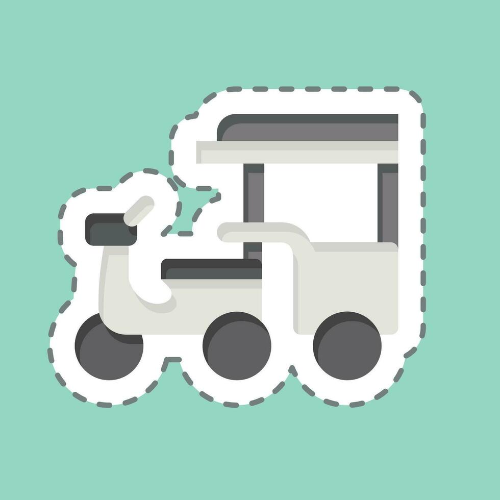 Sticker line cut Tuk Tuk. related to Cambodia symbol. simple design editable. simple illustration vector