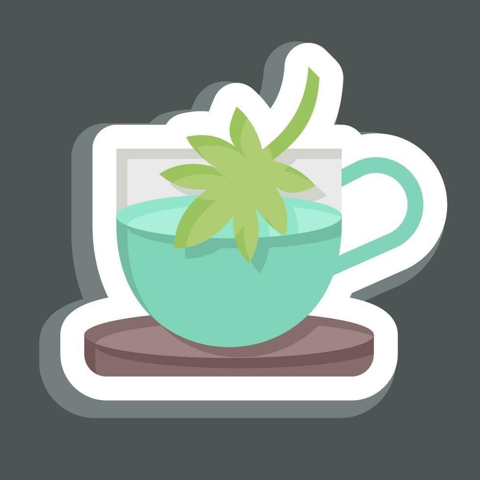Sticker Cannabis Tea. related to Cannabis symbol. simple design editable. simple illustration vector