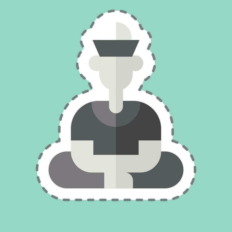 Sticker line cut Sculpture. related to Cambodia symbol. simple design editable. simple illustration vector