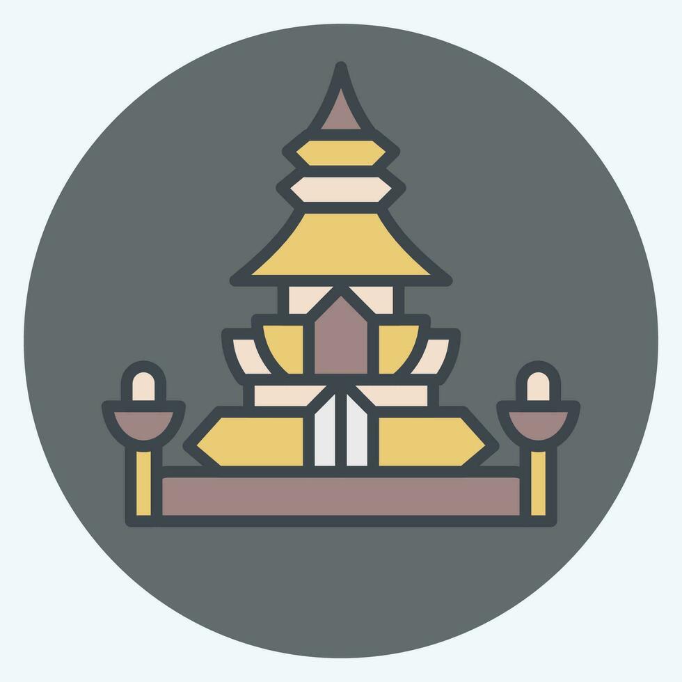 Icon King Norodom Stupa. related to Cambodia symbol. color mate style. simple design editable. simple illustration vector