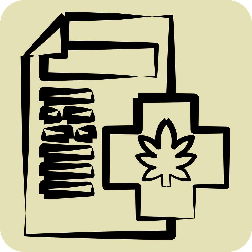 Icon Cannabis Licences. related to Cannabis symbol. hand drawn style. simple design editable. simple illustration vector