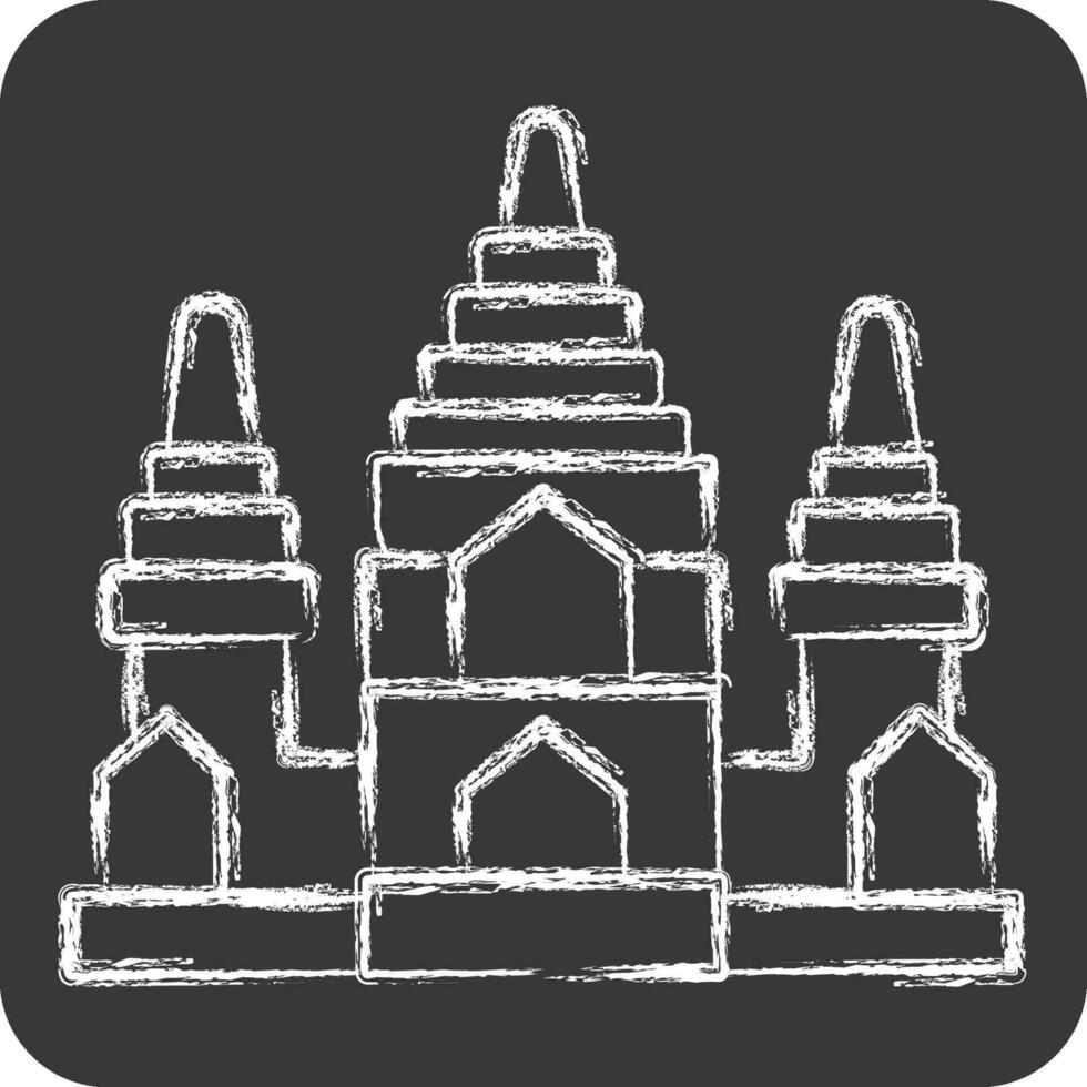Icon Angkor Wat. related to Cambodia symbol. chalk Style. simple design editable. simple illustration vector